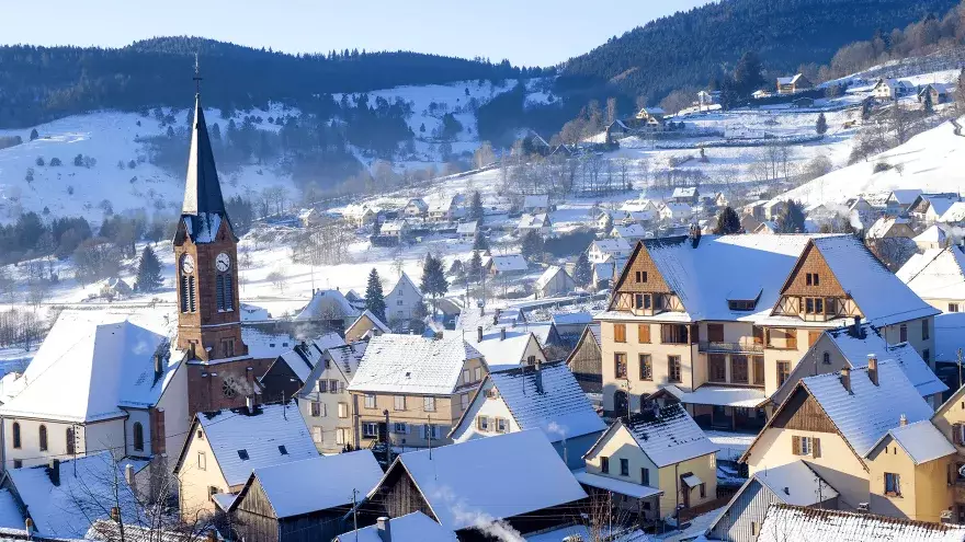 village de Soultzeren en hiver en Alsace